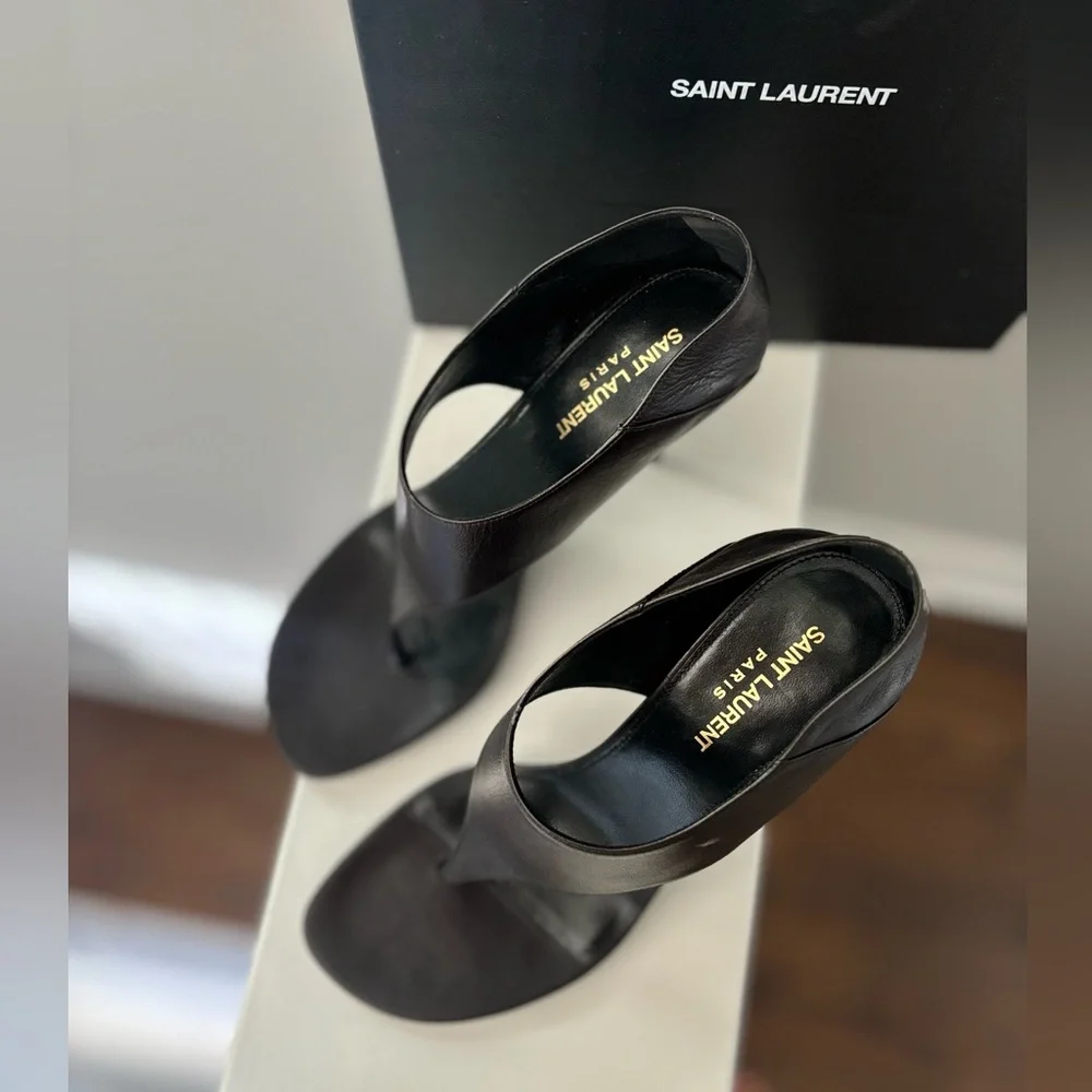 Saint Laurent Nappa Giannutri Harris eagle brown  leather heels size 39